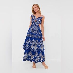 Blue Flower Richelieu Midi Dress